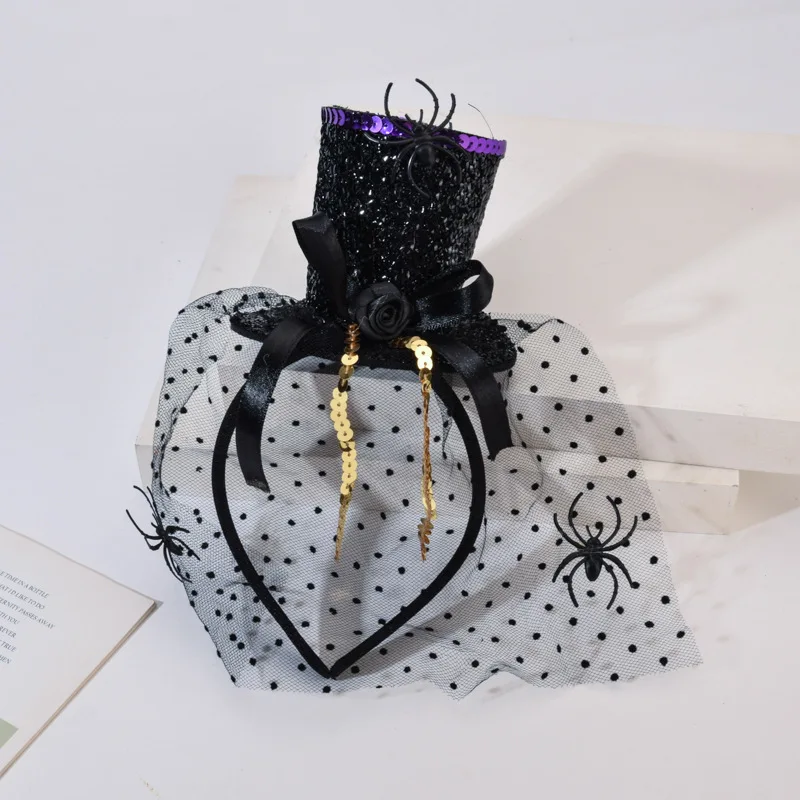 

Sequin Feather Hat Headband with Veil Tea Party Headpiece