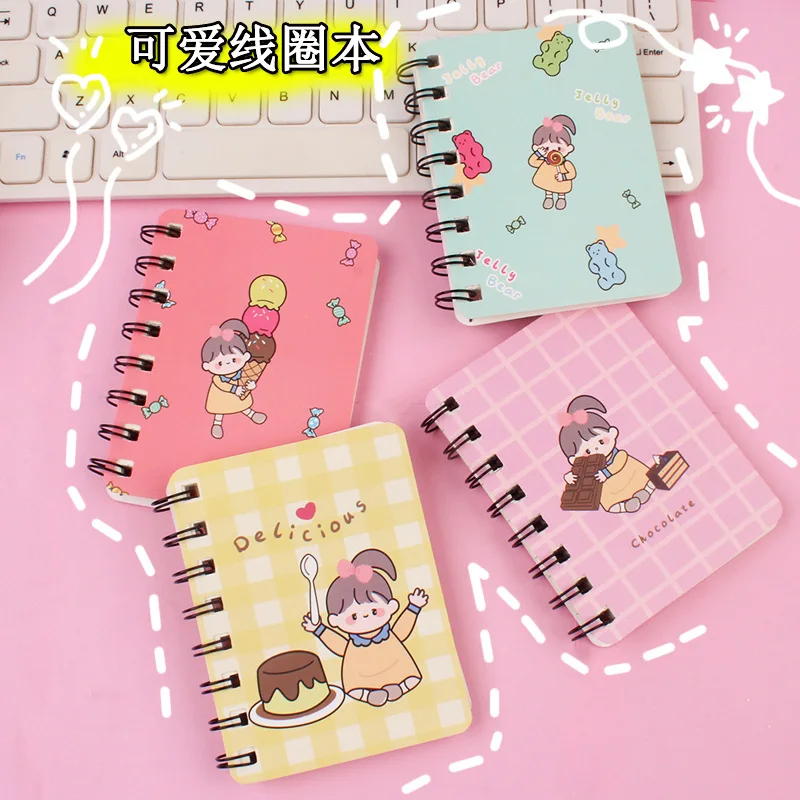 Japan Cute Little Girl Boy Coil Notepad Pocketbook Message Memo Notebook Korean Student Diary Mini Kawaii Office Simple Journal