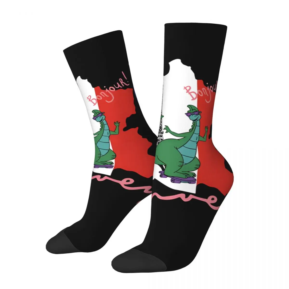 Носки мужские компрессионные, забавные сумасшедшие во Франции, в стиле хип-хоп, с принтом последнего динозавра, в стиле Харадзюку, д-Денвер
