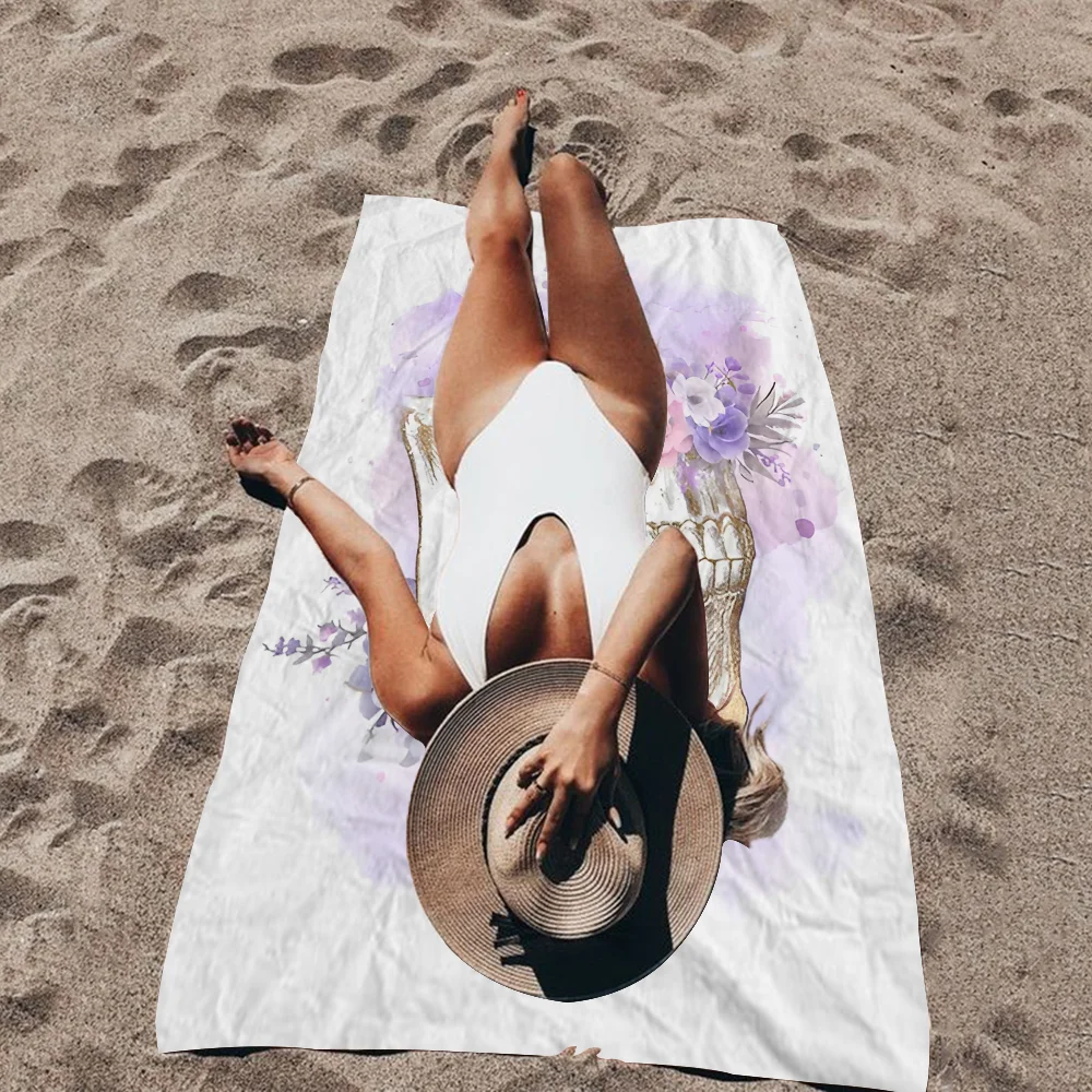 

Watercolor Tooth Anatomy Floral Microfiber Beach Towel Absorbent Quick Dry Soft Yoga Swimming Resort Mountain Climbing Towel