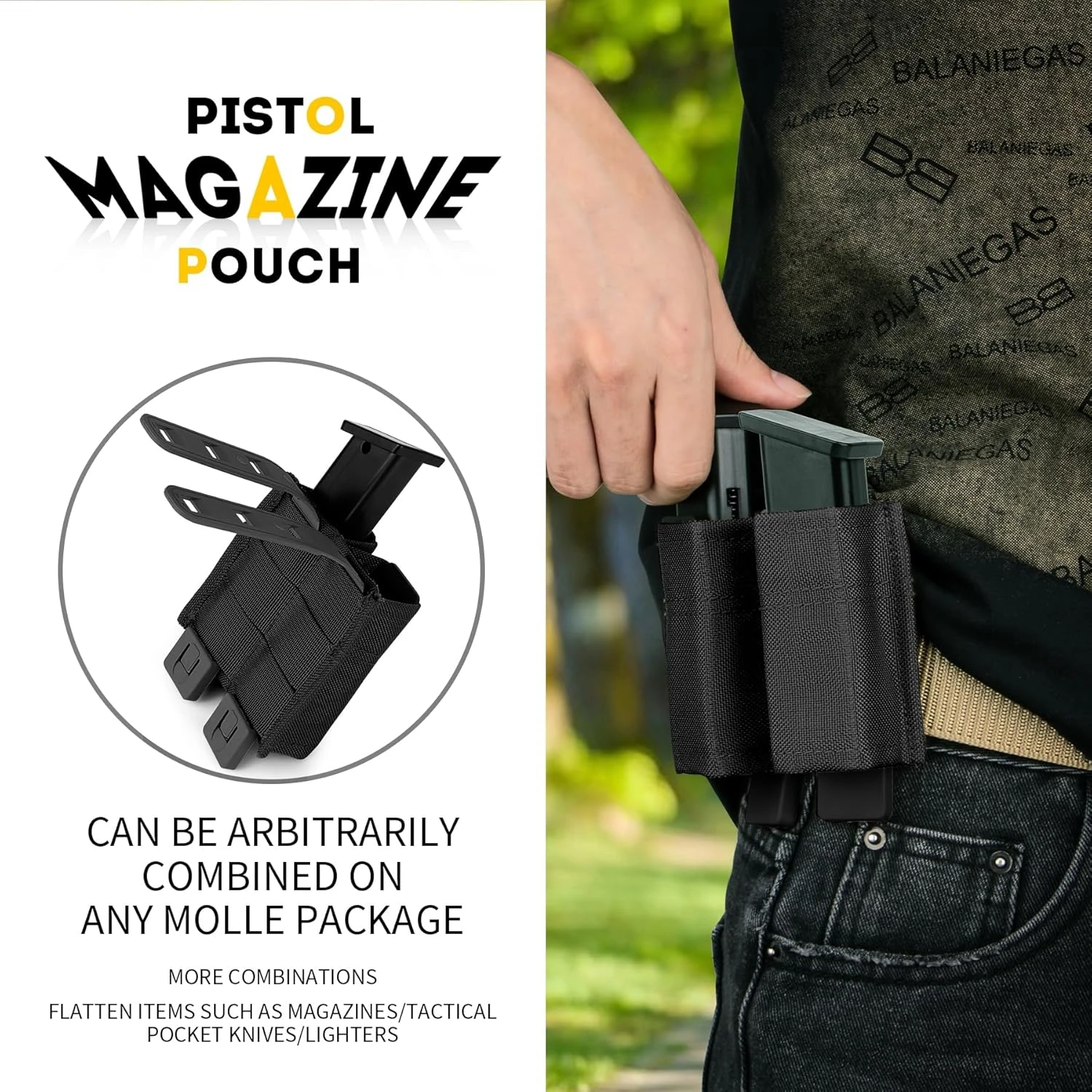 FAST 9MM Doppel-Magazintasche Taktischer Schnellverschluss 9mm Einzel-Magazinhalter Leichtgewichtige Molle-Magazintasche – Detail 2