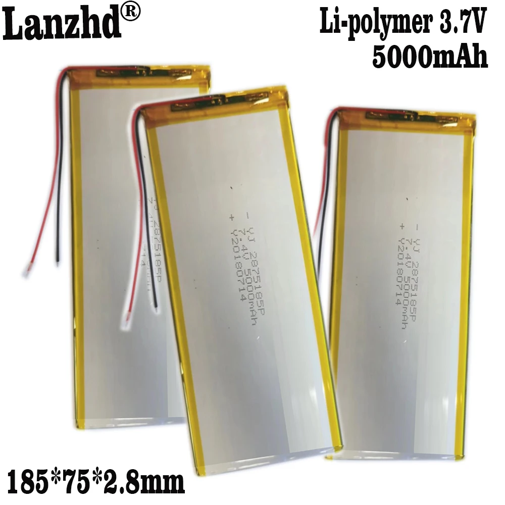 1-10PCS  New 2875185 5000mAh 3.7V Li Polymer Battery Cell For Table computer medical equipment engineering equipment