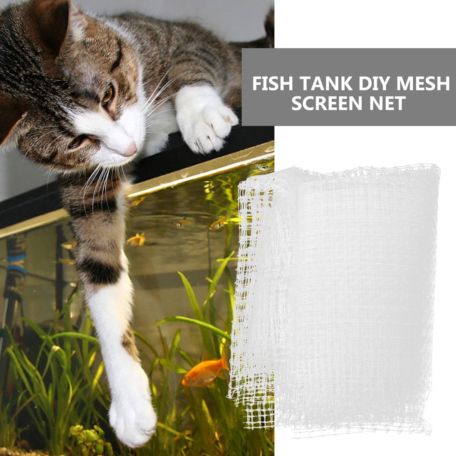 

1pc Aquarium Anti-Jumping Net White Fish Tank Mesh Netting For Diy Screen Divider Bird Cage Escape-Proof Cover