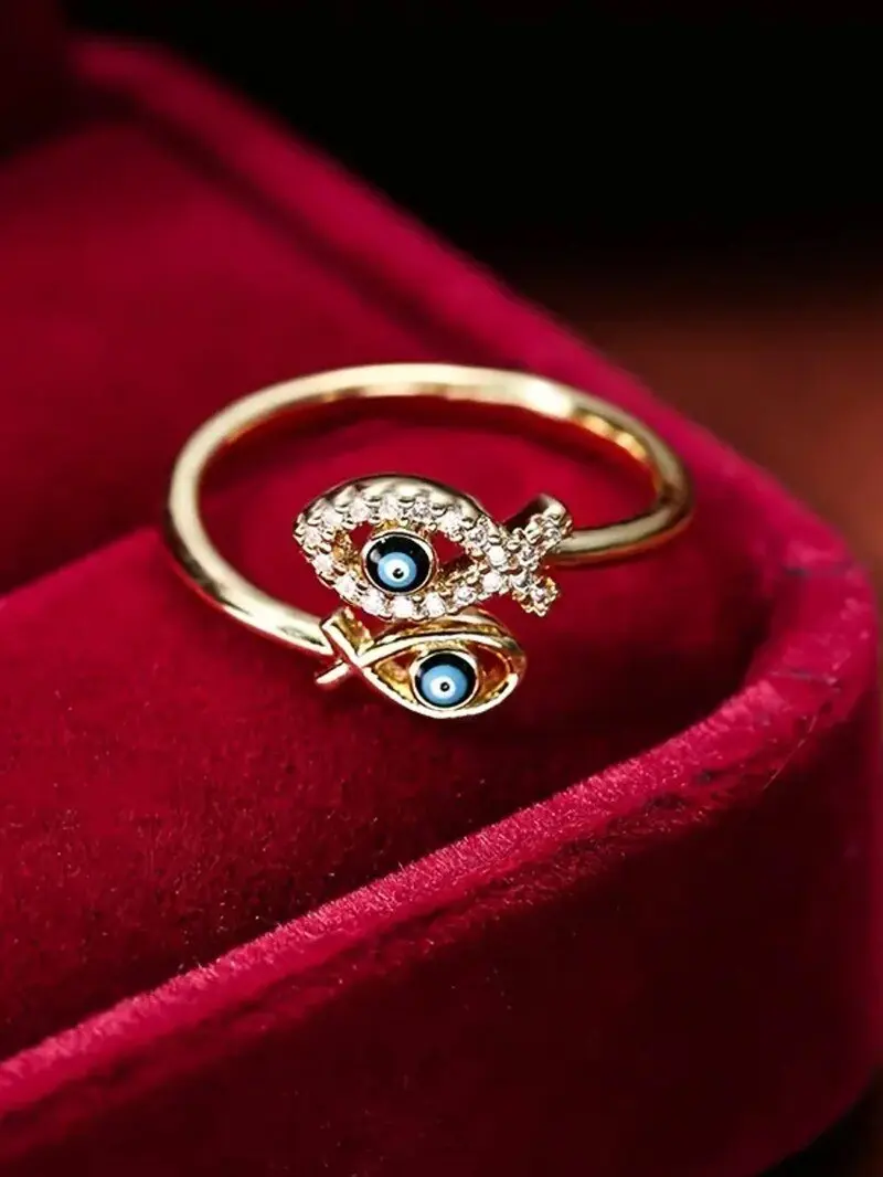 خاتم عين الشيطان S925 للنساء، طراز أوروبي وأمريكي، مرصع بالألماس، تصميم مجوف، قابل للتعديل، فاخر خفيف، ملمس راقي، هدية عيد ميلاد لصديقتك أو أفضل صديق، مجوهرات حفلات التاريخ، مجوهرات نسائية راقية