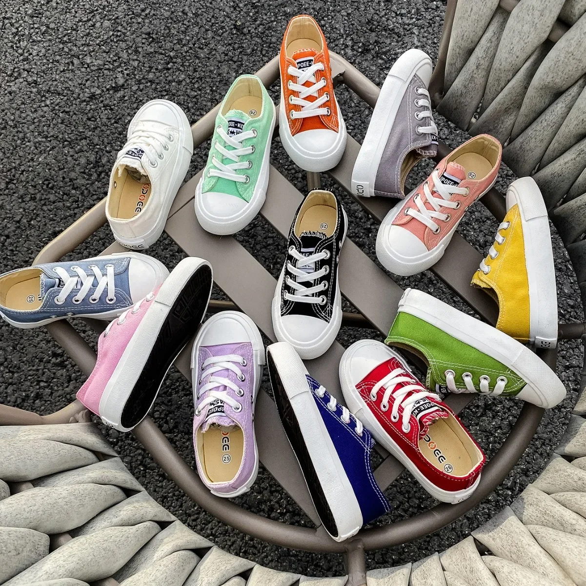 Kids Classic Canvas Shoes Children Low-top Lace-up Sneakers Boys Girls Breathable Non Slip Soft Bottom Wear-resistant Shoes