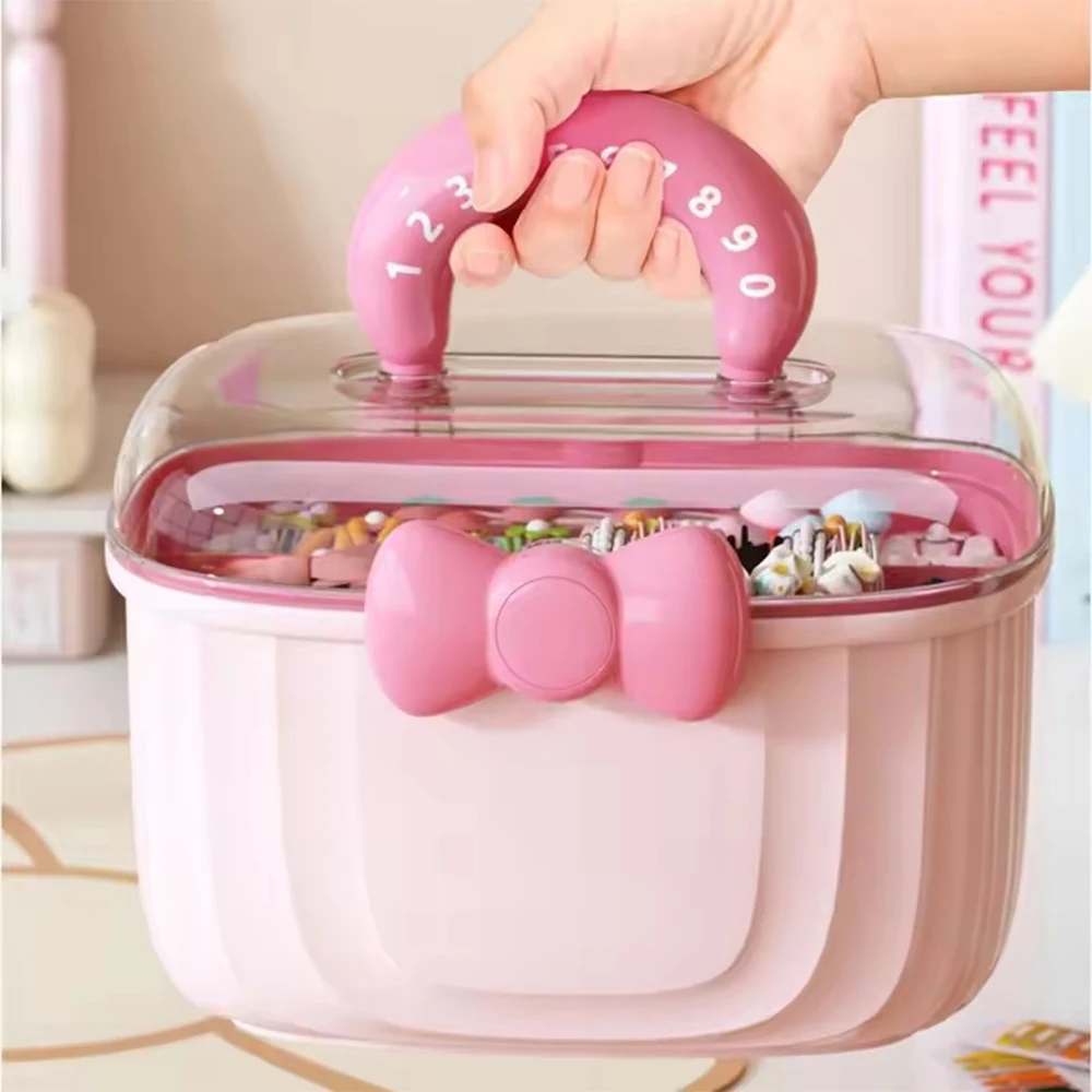 

Cute Girl Jewelry Case Head Rope Headband Display Rack Multi-layer Hairpin Organize Children's Hair Accessories Storage Box