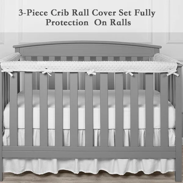 2024 Cotton Crib Protection Wrap Soft Material Baby Anti-bite Solid Color Baby Bean velvet Bed Fence Crib Guardrail Rail Cover