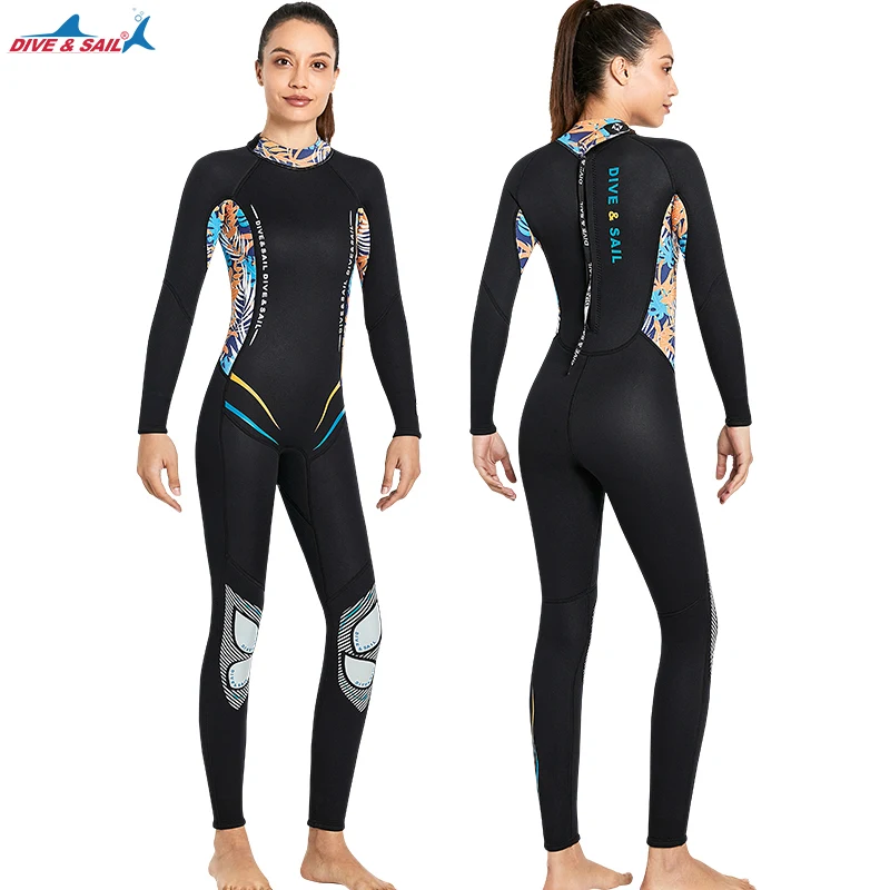 3MM Women's Diving suit Neoprene One Piece Swimwear Warm Thickened Back Zipper Snorkeling Wetsuit Swimming Surfing Wet Suits