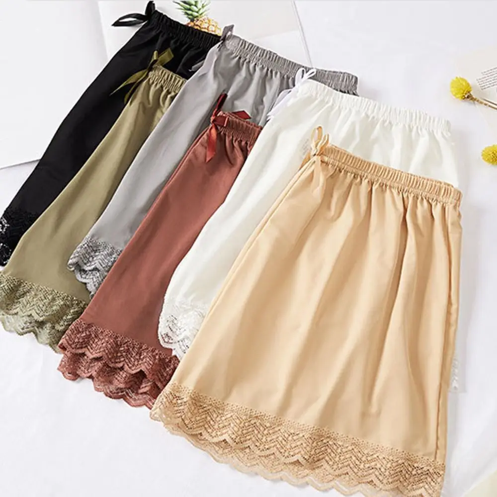 

Fashion Ice Silk Lace Underwear Soft Breathable Seamless Short Pants Comfortable Elastic Safety Short Pants Women Girls