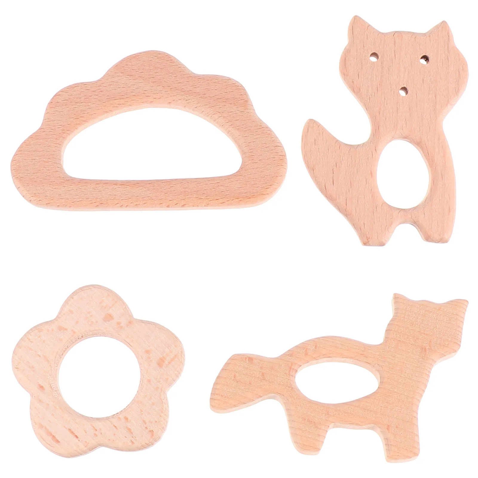 4Pcs Baby Cartoon Tier Holz Molaren Beißringe Kleinkind Kauen Zahnen Werkzeuge Kühlschrank Sicher Gum Beruhigende Säuglings