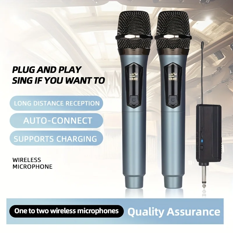Micrófono dinámico profesional recargable inalámbrico de 2.4G, adecuado para cantar, hablar en público y fiestas.