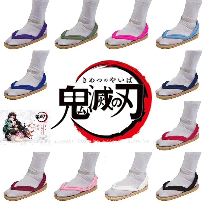 

Adult Kids Kimetsu No Yaiba Japanese Anime Cosplay Shoes Kamado Tanjirou Nezuko Sandal Geta Clogs Agatsuma Zenitsu Flip Flop