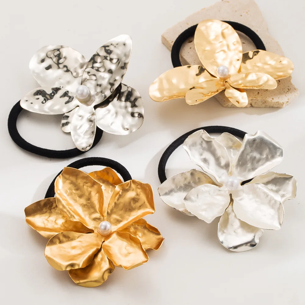 4/10PCS Minimalist and Cool Style Design, Metal Gold Headband, Meatballs Scalp Muscles High-end Feeling Tied Hair Loop Hair Rope
