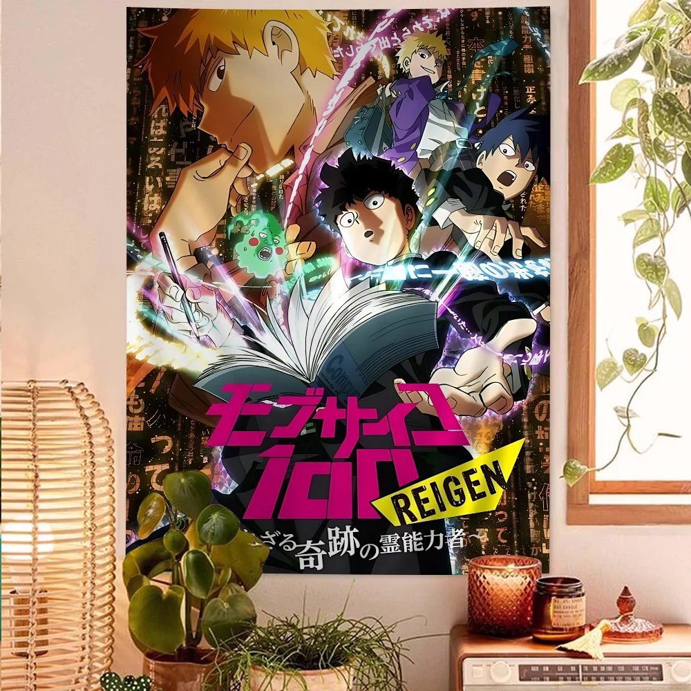 M-Mob P-Psycho 100 Anime Printed Large Wall Tapestry Cheap Hippie Wall Hanging Bohemian Wall Tapestries Mandala Home Decor