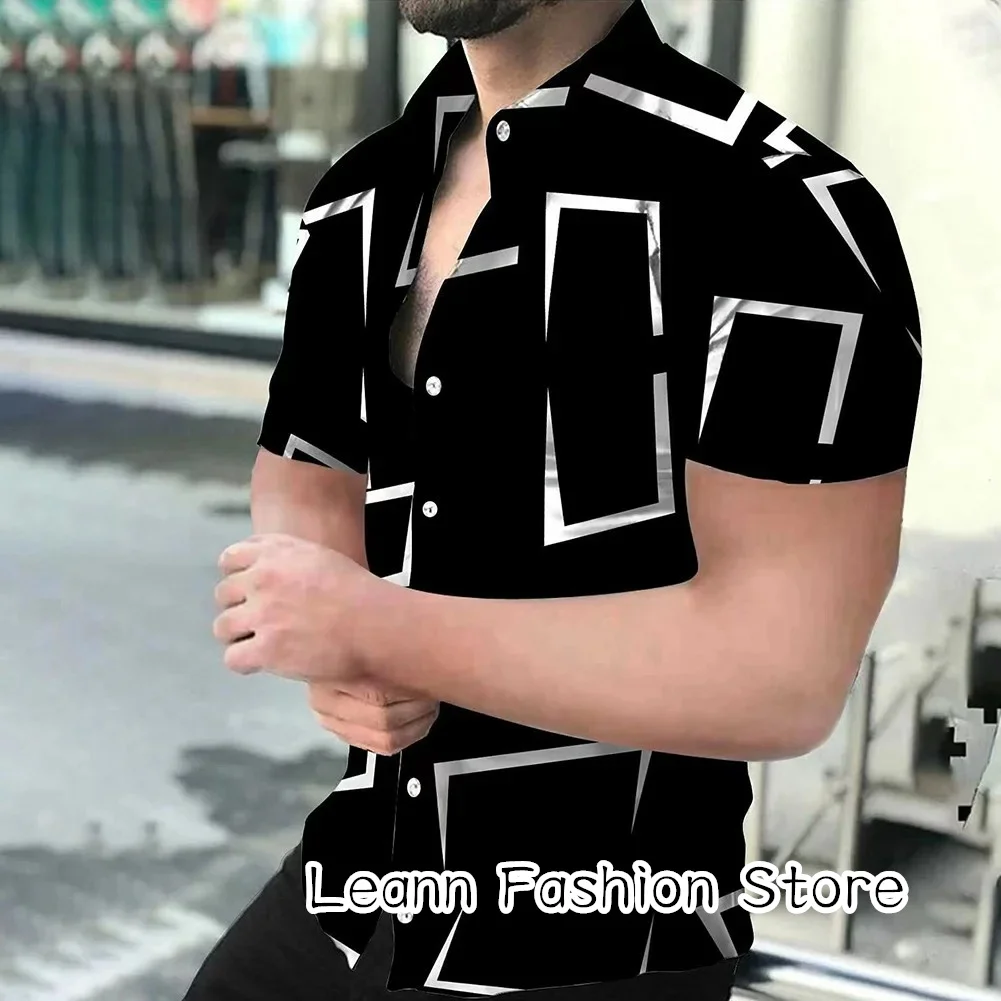 Summer Men Fashion Shirt Casual Short Sleeve Hawaiian Vacation Shirt Male High Quality Shirt Button Clothing Daily Streetwear