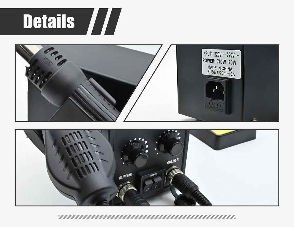 JCD BGA Rework Solder 2-in1 Soldering Station Hot Air Gun 8586D For Cell-phone SMD SMT IC Welding Repair Desoldering Tools - details 9