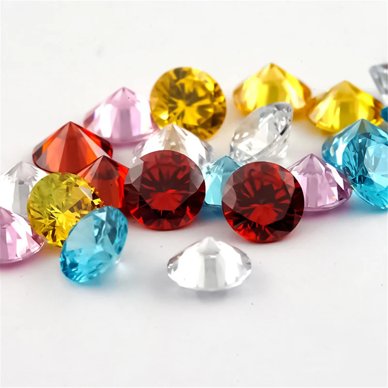 1mm-10mm 5A Round Cut Cubic Zirconia Stone White GoldenYellow Pink Garnet SeaBlue Mix 5 Color Loose CZ Synthetic Gemstone Zircon