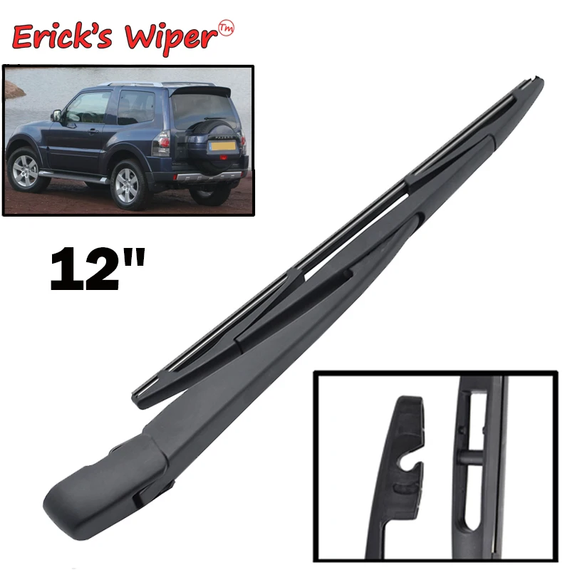Erick's Wiper-Kit pára-brisas, limpador traseiro de 12 ", conjunto de lâmina e braço, apto para Mitsubishi Pajero, Shogun, Montero V80, 2007-2021
