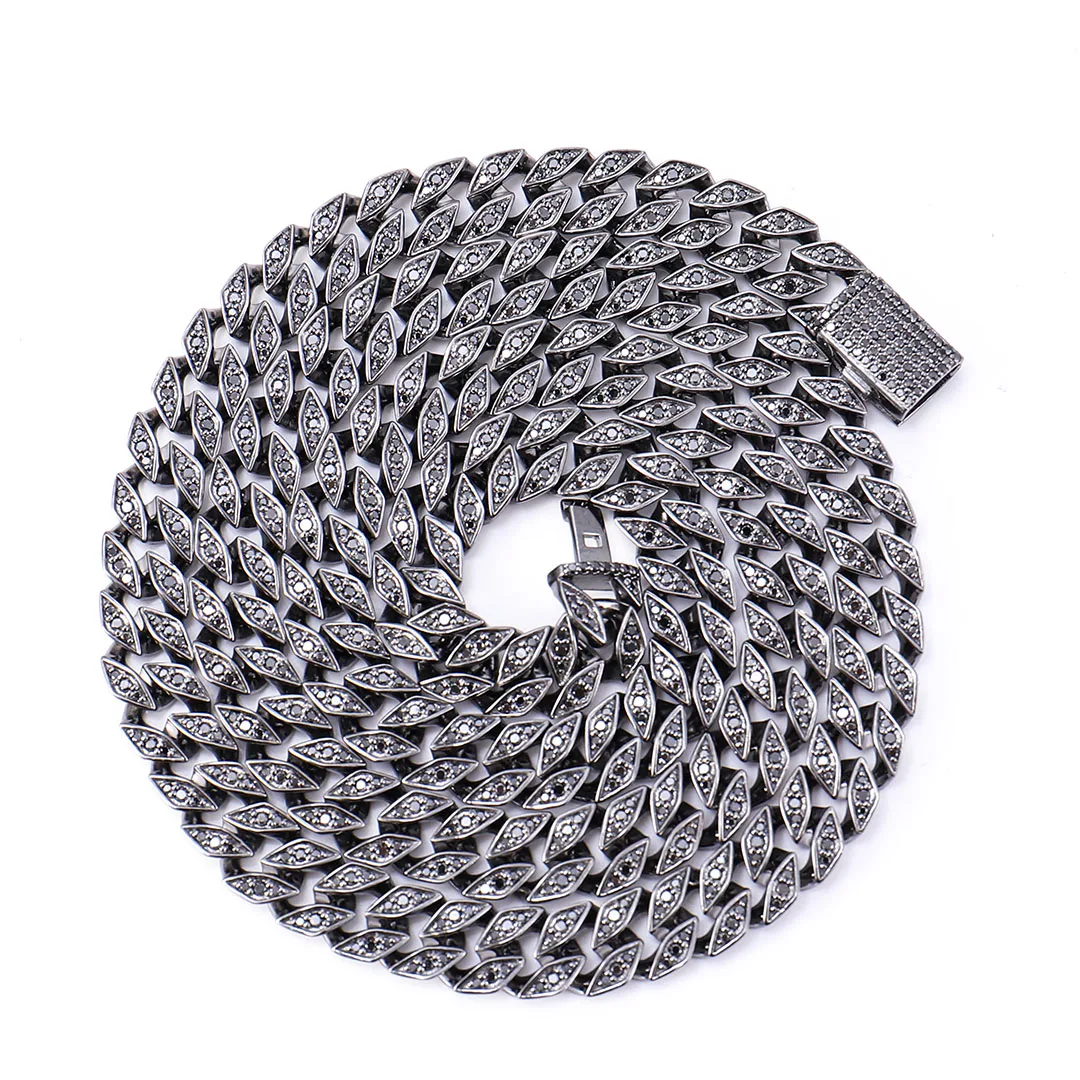 

Provence Cuban Chain for Men Black Moissanite Hip Hop Necklace for Women S925 Silver Charm Rapper Choker Miami Custom Jewelry
