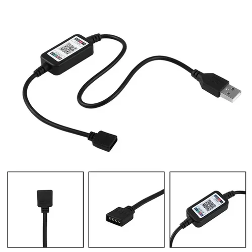 Imagen 2 del producto Controlador de tira de luces LED RGB, inalámbrico, 5-24V, control por teléfono inteligente, Cable USB, Bluetooth 4,0, controlador LED para hoteles y bares, 5 uds.