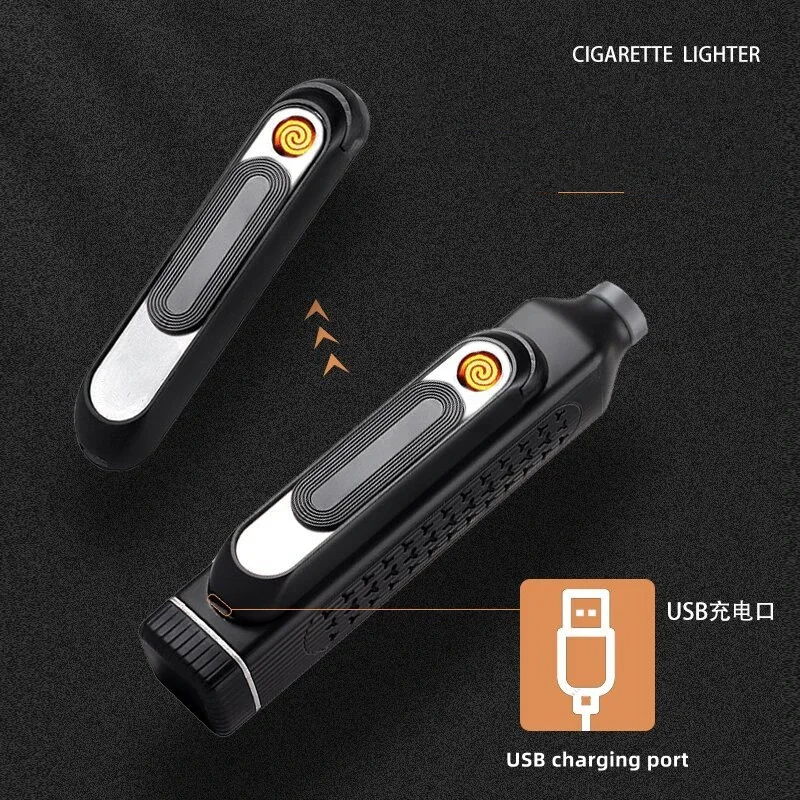 Car Travel Does Not Shed Ash Smoking Artifact Environmentally Friendly Portable Mini Ashtray with USB Rechargeable Lighter