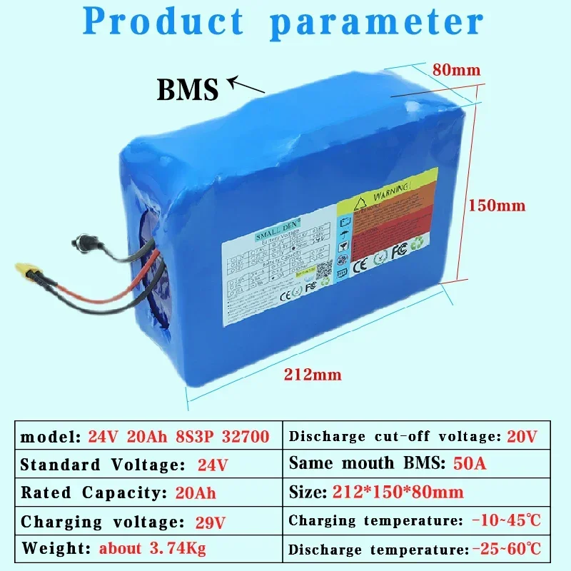 24V 20Ah LiFePo4 Battery Lithium Iron Phosphate 8S 24V LiFePo4 Rechargeable Battery for Kid Scooters Boat Motor battery+charger