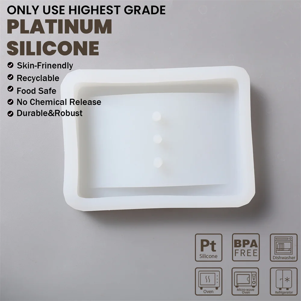 Geometric Soap Dish Silicone Molds for Cement Handmade Soap Tray Concrete Mould with Drain for Shower Bathroom Decoration