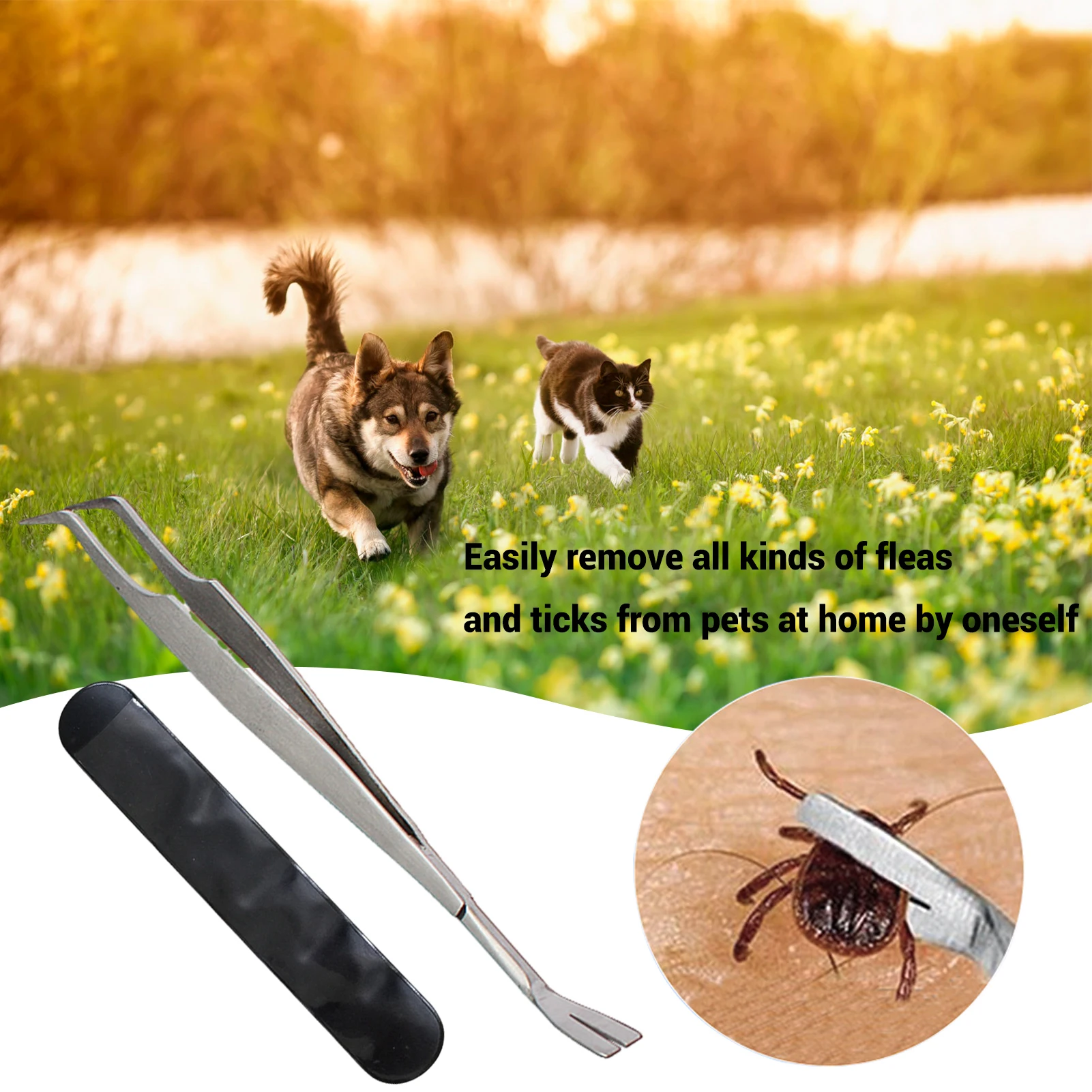 Pet Stainless Steel Tick Clips Easy to Use Precision Ultra-Fine-Tip Tweezers Suitable et Various Needs