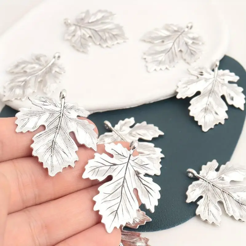 10/pcs 37X35mm Antique Silver/Bronze Leaf Shap Connection Charm Pendant Diy Necklace Jewelry Making Handmade Craft