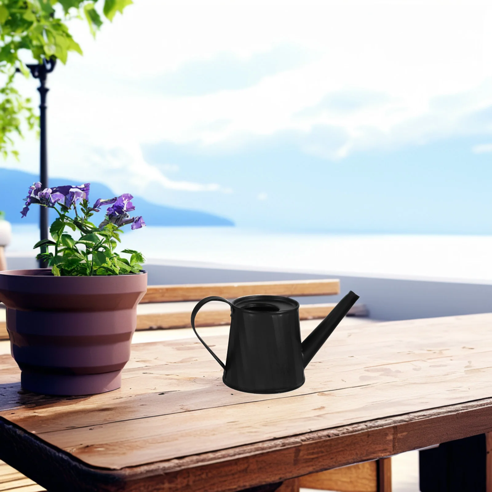 علبة سقاية معدنية صغيرة نباتات داخلية إبريق حديقة صغير مقبض مريح وعاء بونساي عصاري وعاء مياه مزخرف