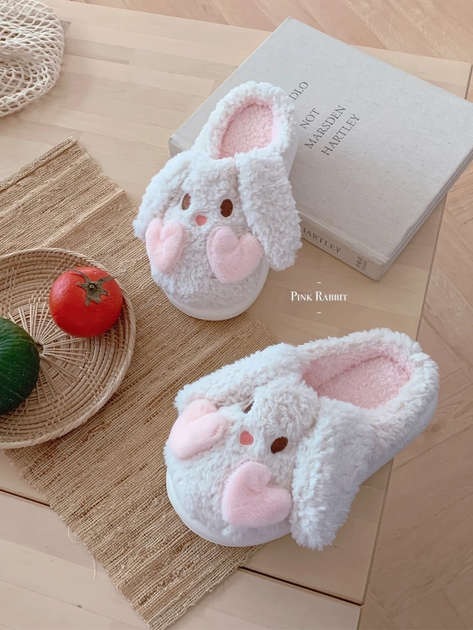 Women Cute Home Slippers Lovely Bunny Cotton Slippers For Women Autumn And Winter Casual Home Warm And Comfortable