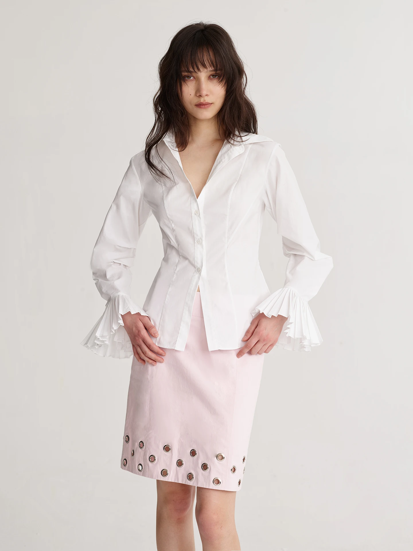 Dozzease Low Waist Straight Cut Half Body Skirt Breathable Pink Casual Cotton Skirt Versatile for Commuting And Daily Wear