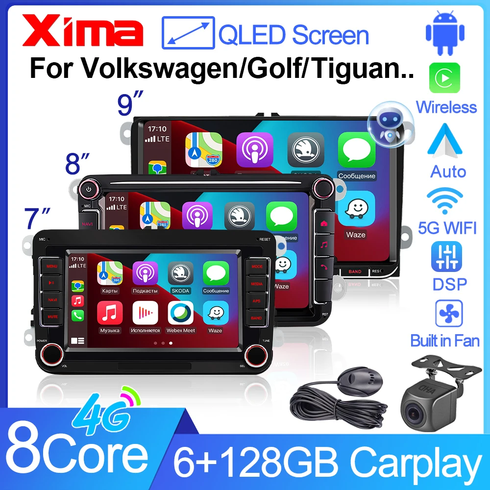 XIMA Android Carplay Autoradio For VW Volkswagen Passat B6 B7 CC golf 5 6 Polo Jetta Skoda Car Radio Multimedia Stereo GPS RDS