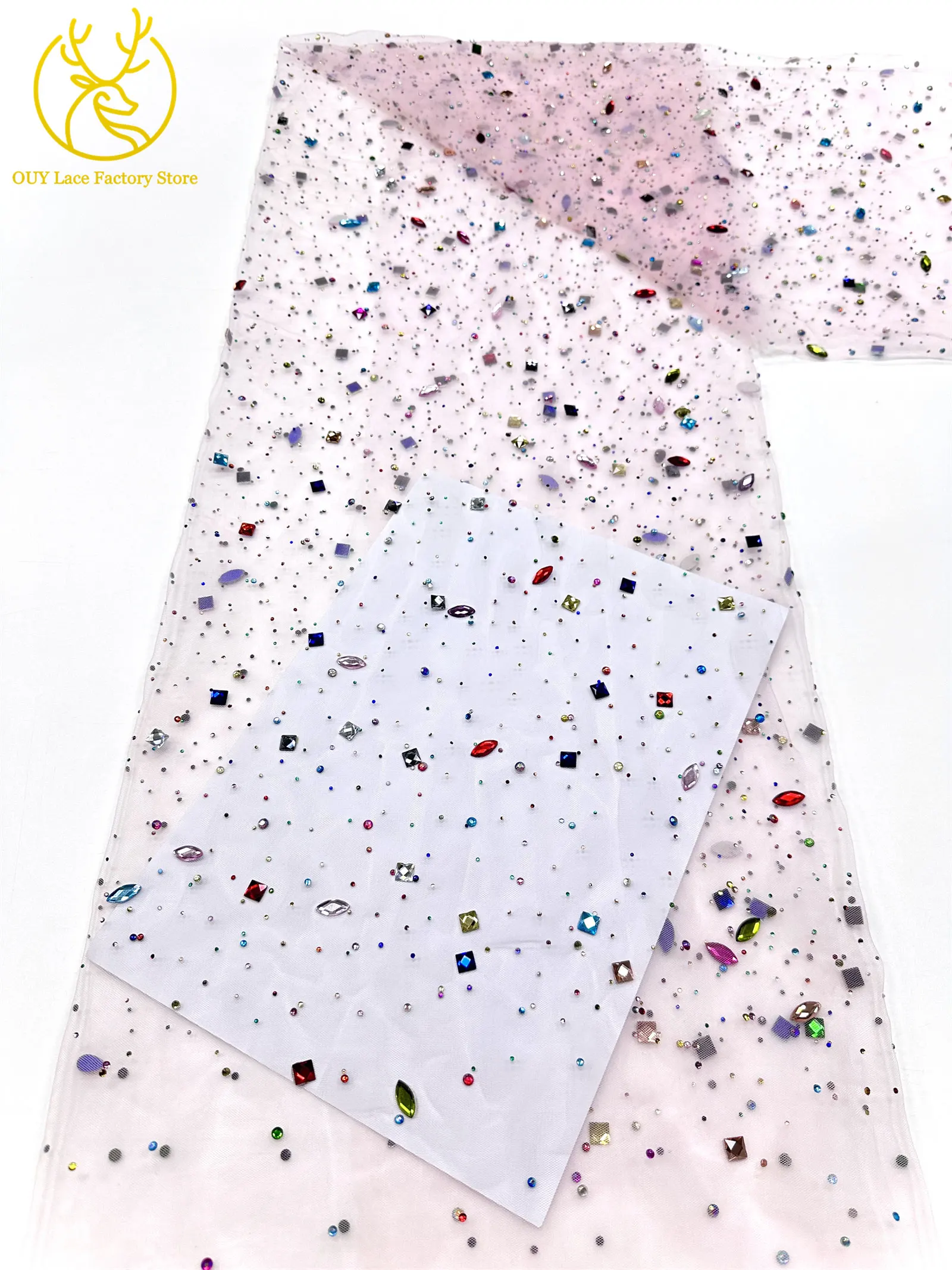 Eleganter nigerianischer Strass-Tüll-Spitzenstoff 2026 – Französischer farbenfroher Stein-Mesh-Spitzenstoff für Hochzeitskleider – Detail 24