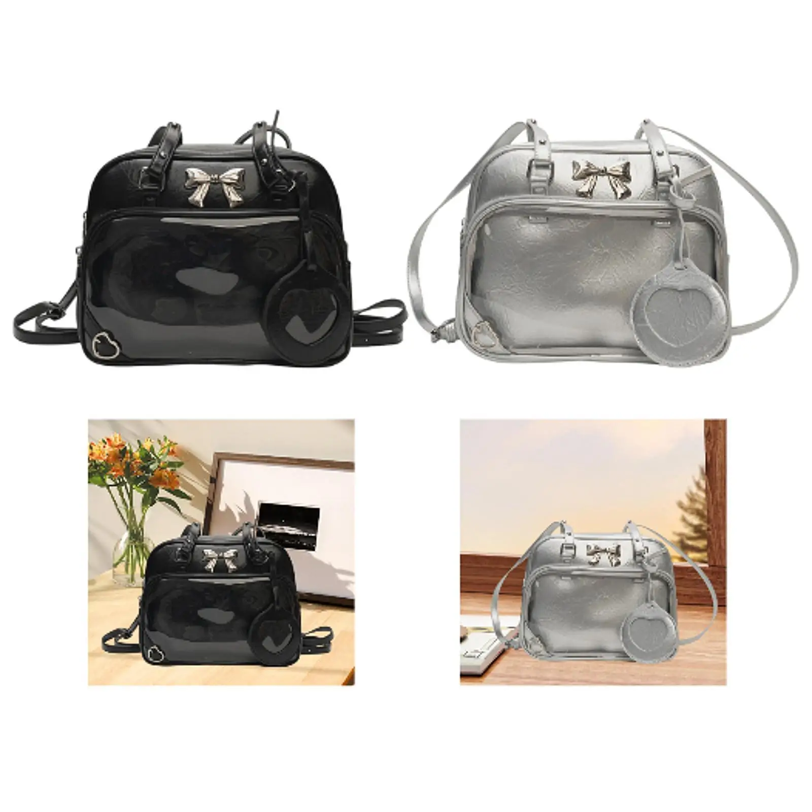 Women's Backpack, Transparent Window, DIY-TAS Bag for Shopping, Anime Dolls,