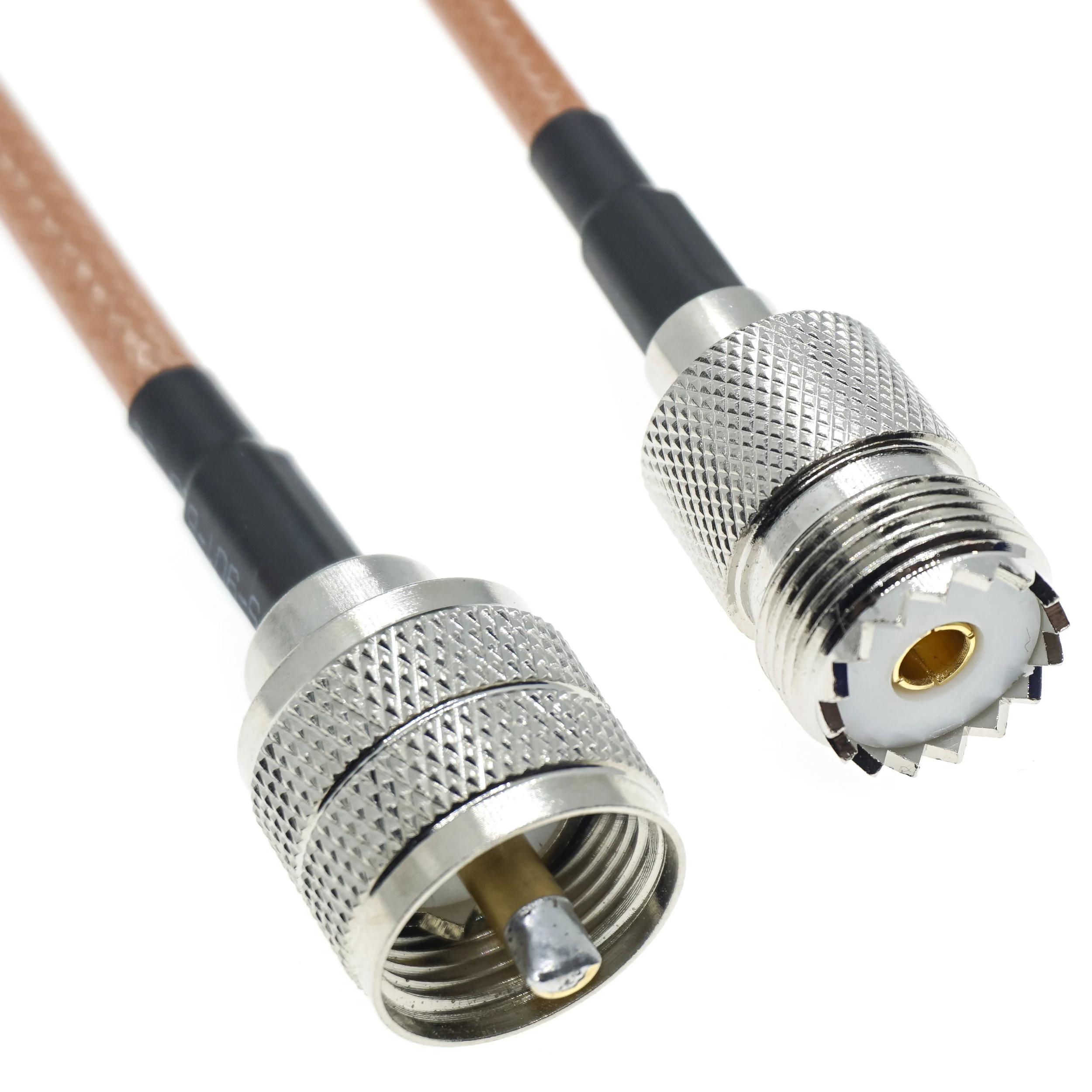 RG400 مزدوج UHF PL259 ذكر التوصيل إلى SO239 أنثى تجعيد موصل RF ضفيرة اقناع كابل قافز سلك محطات 4 بوصة -10ft