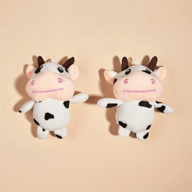 Mini Cow Plush Toy Doll Pendant Cute Stuffed Animal Plushies Simulation Toy Cuddly Cow Plush Toy for Baby Boys & Girls