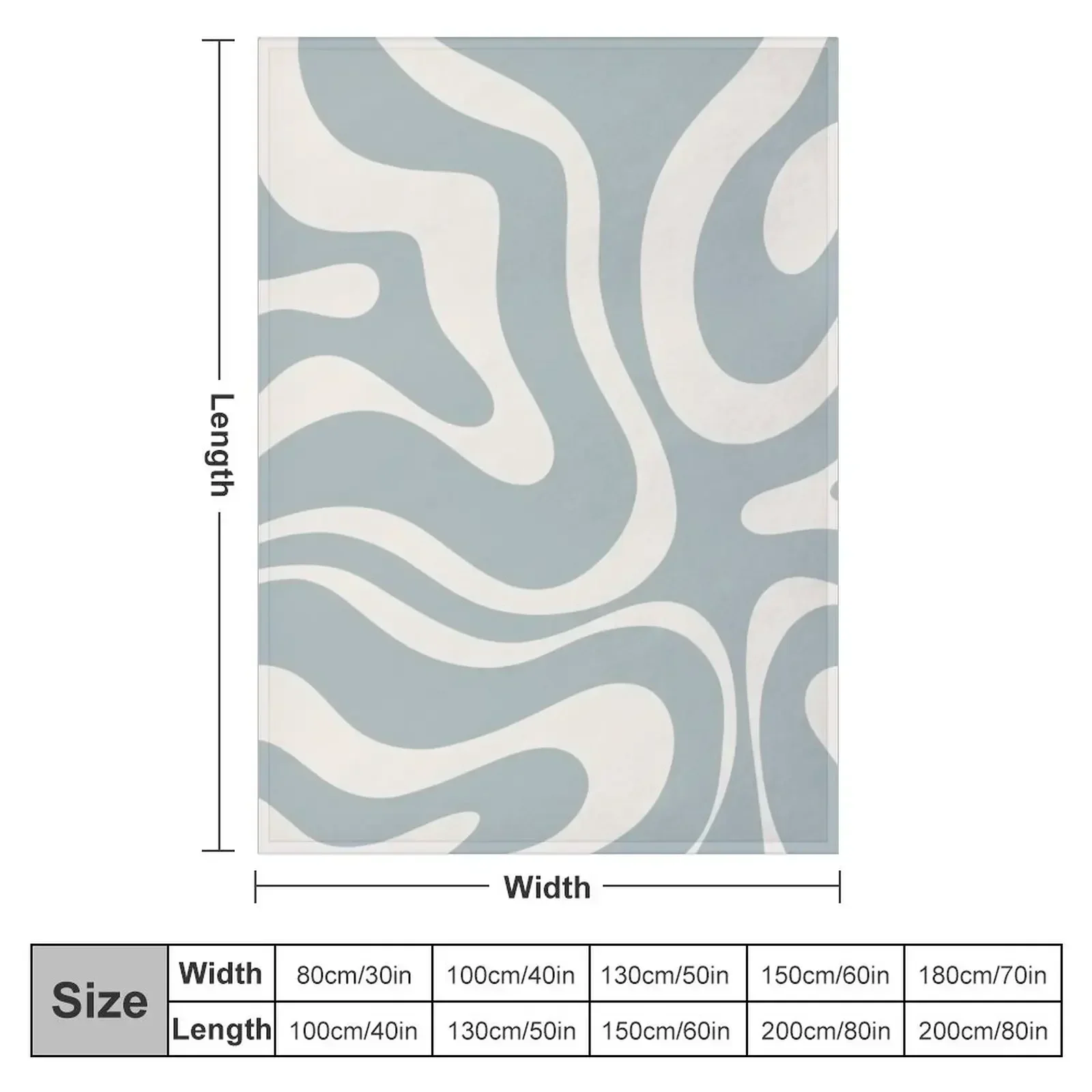 Liquid Swirl Abstract Pattern in Cream and Light Blue-Grey Throw Blanket Personalized Gift Hairys Cute Plaid Blankets