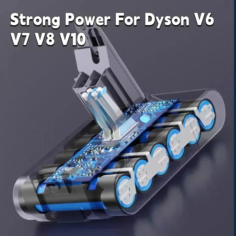 6000mah para dyson v6 v7 v8 v10 bateria recarregável sv09 sv10 sv11 sv12 aspirador de pó portátil bateria filtro