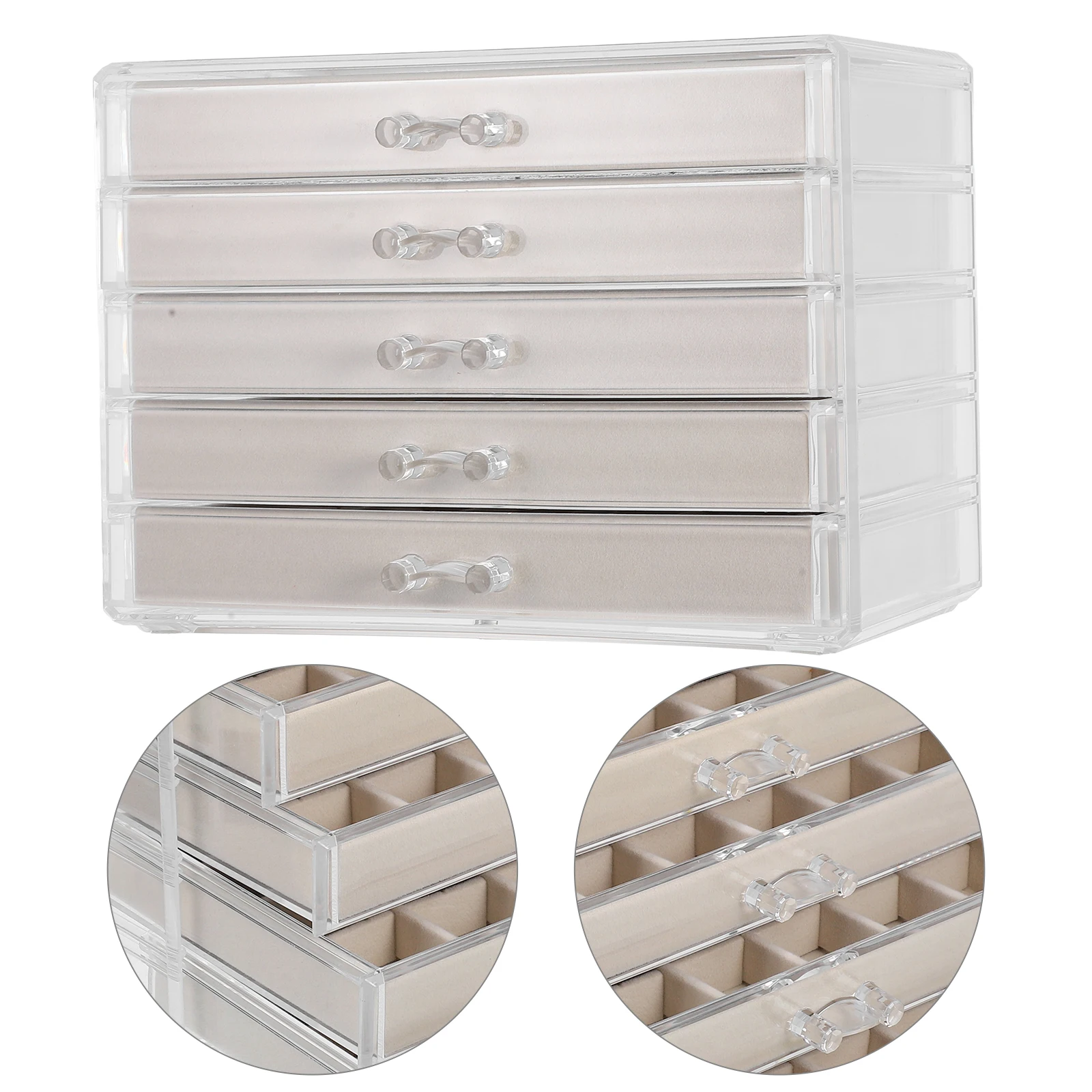 

Acrylic Jewelry Storage Box ganizer Drawer Earring Holder Multilayer Design Large Capacity Necklace Ring Display Case