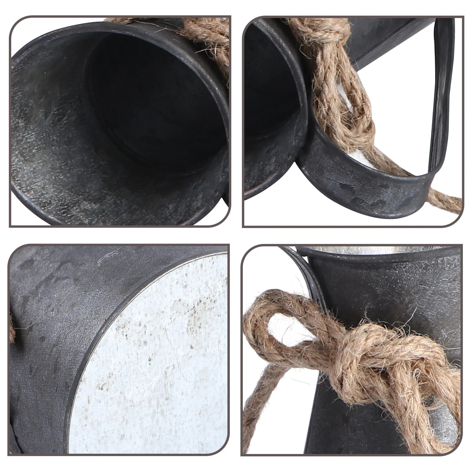 

2Pcs Vintage Retro Iron Flower Buckets Durable Floral Pots Desktop Succulent Plant Containers for Room Decoration