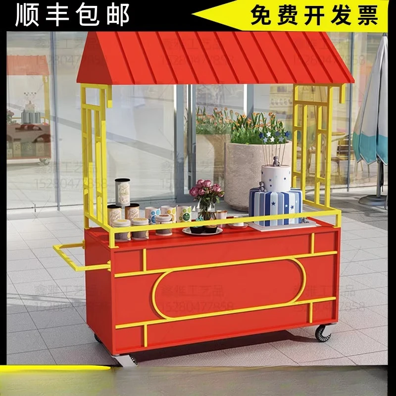 

Wrought iron outdoor float movable market stall car night market stall car square display car Internet celebrity cart promotion