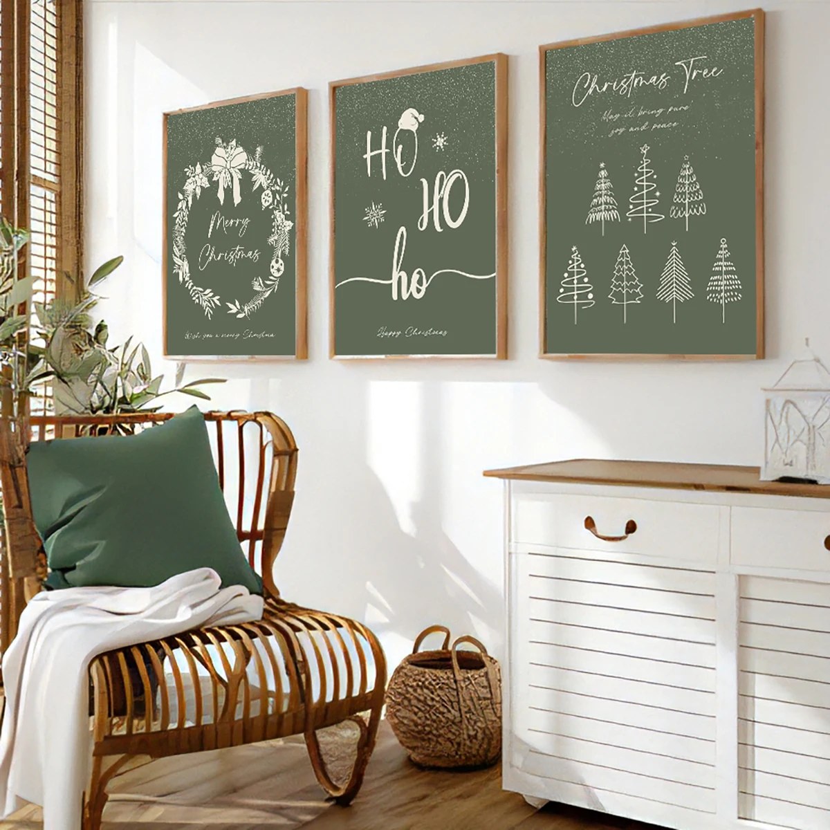 طبعة قماشية حديثة أصلية لشجرة عيد الميلاد ، ملصق أخضر طازج ، رسم جداري ، غرفة معيشة ، غرفة نوم ، ديكور منزلي ، 3 * #2