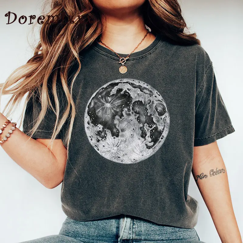 

Full Moon Shirt Graphic Graphic Women Short Sleeve Tshirt Graphic Tee Shirt Summer Y2k Casual T Shirt