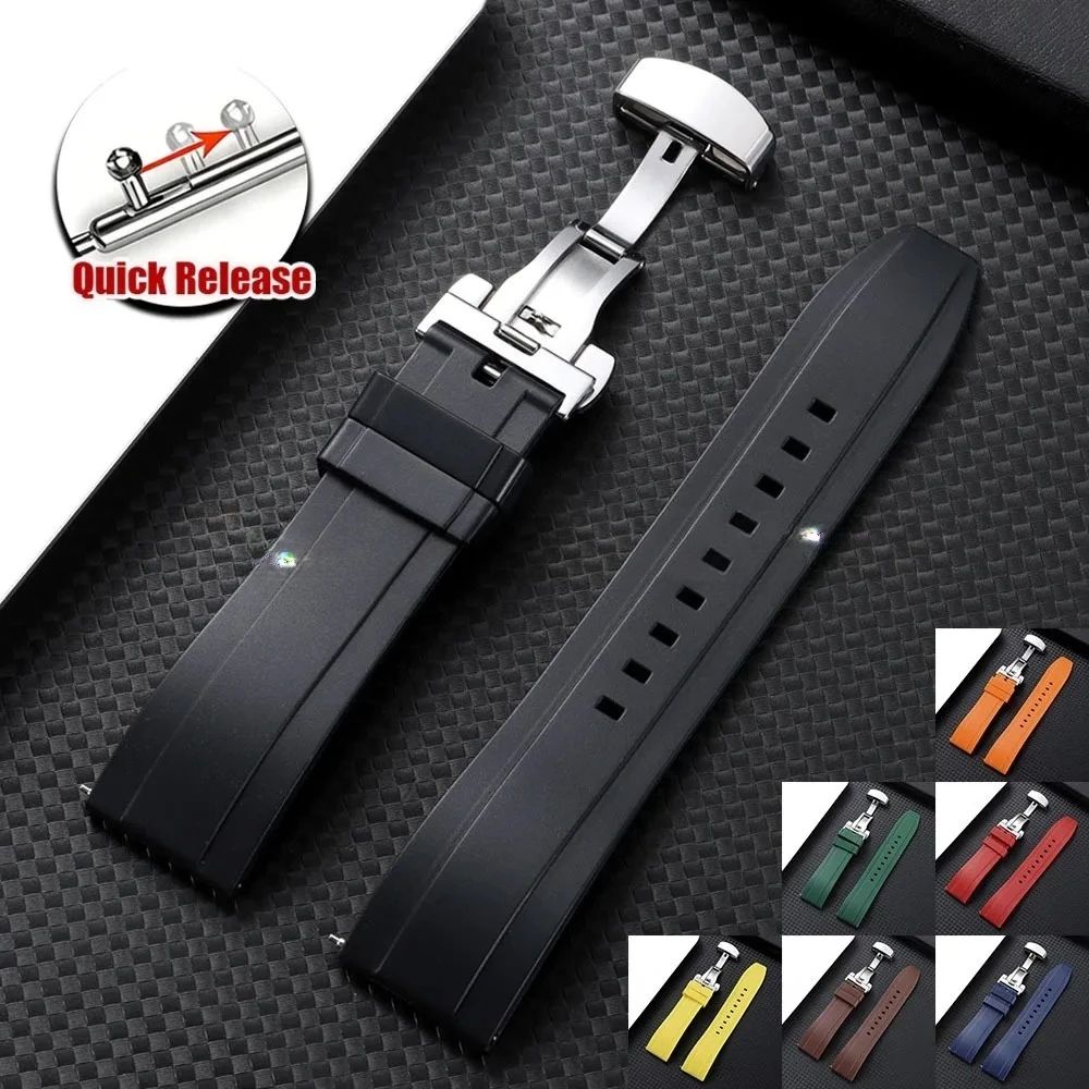 Bracelet de montre en caoutchouc à libération rapide pour Omega, bracelet de remplacement pour Tissot, Citizen, Seiko, 18 mm, 20 mm, 22 mm, 24 mm, bracelets en silicone