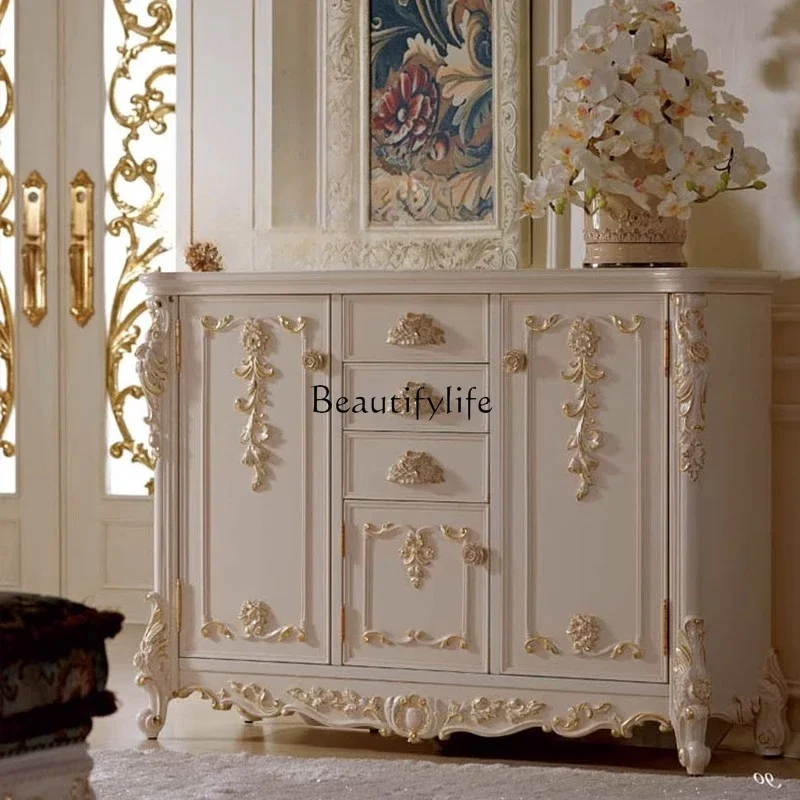 

ls 18French court all solid wood dining side cabinet household tea cabinet