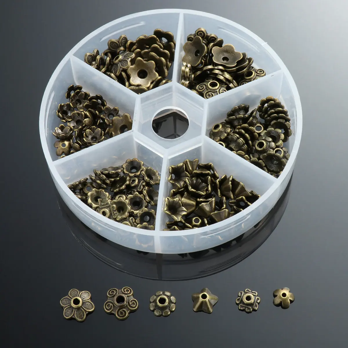 

180Pcs Alloy Flower Bead Caps DIY Pendant Findings Metal Receptacle Charms for Handmade Jewelry Crafting Necklace Accessories