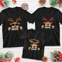 Custom Family Name Clothes Personalized Christmas Family Shirt Christmas Reindeer Print Father Mother Kids T-shirt Baby Romper 4