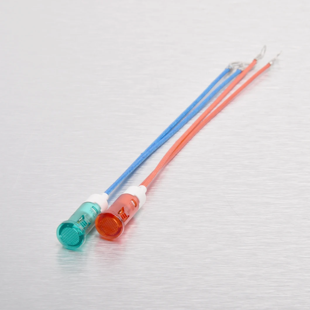 10PCS ABILKEEN 10MM Plastic Indicator Light 220V Red/Blue Round Head Industrial Indicator Light with 130MM Fireproof Cable