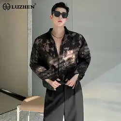 LUZHEN Fashion Printed Translucent Design Long Sleeved Shirts Men's Personalized Street High Quality Sunscreen Clothing LZ3503